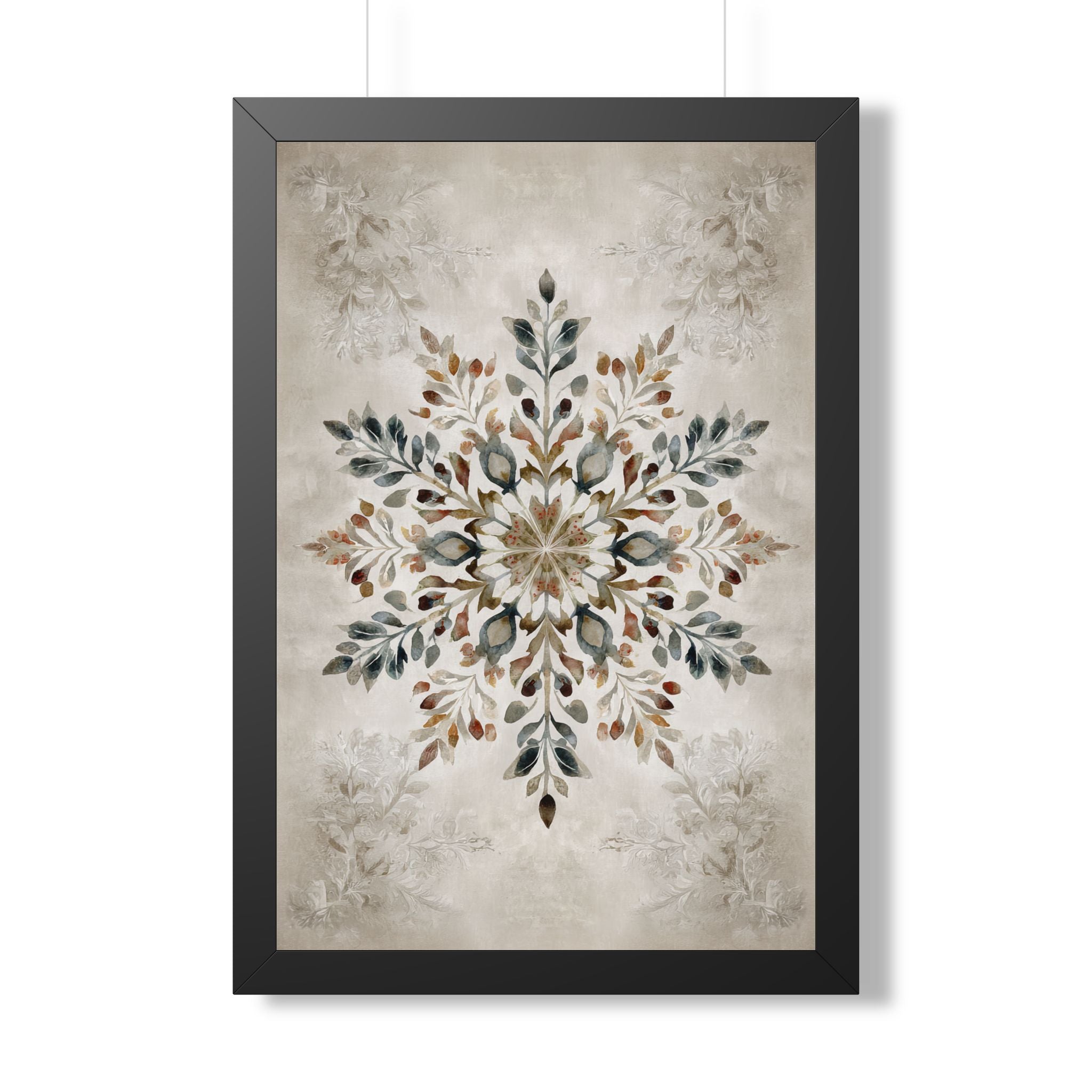 Framed Paper Print - Nordic Botanical Snowflake