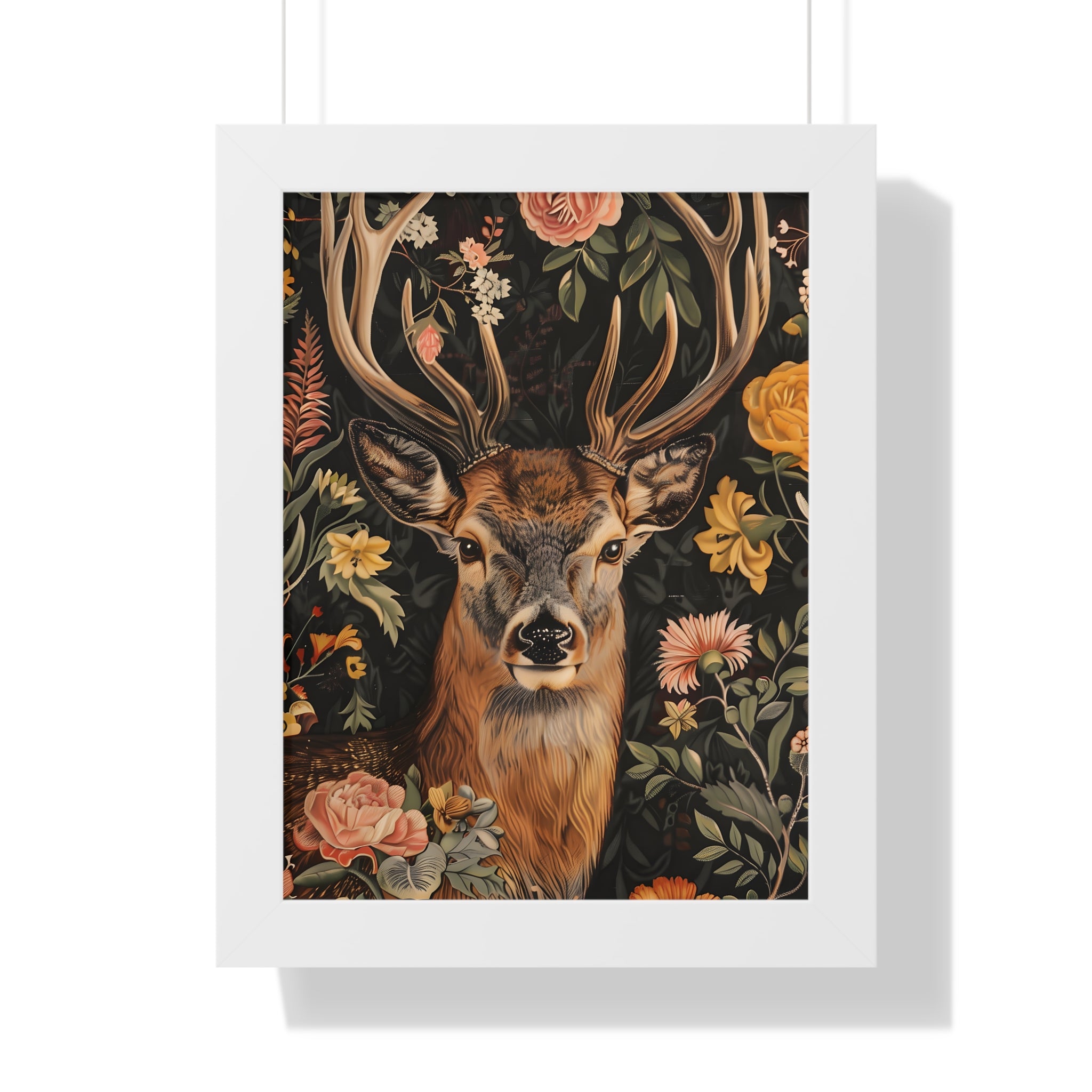 Framed Paper Print - Floral Deer Majesty