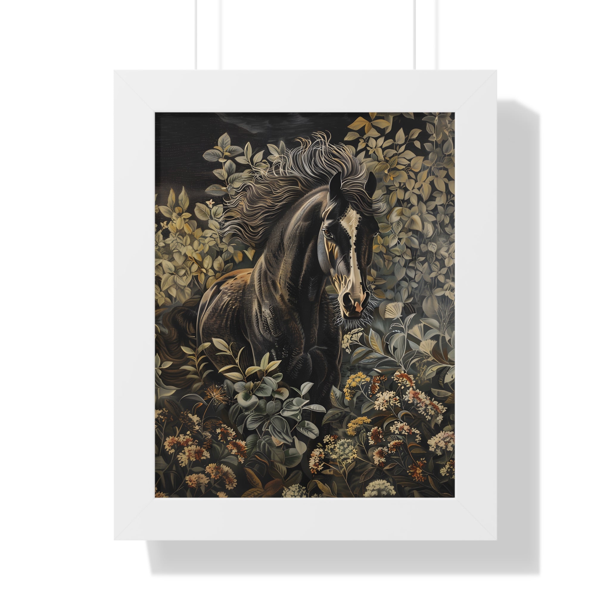 Framed Paper Print - Equine Elegance in Twilight Bloom