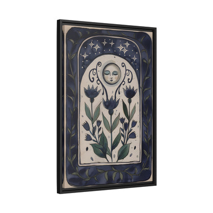 Framed Canvas - Moonlit Folk Bloom Dream