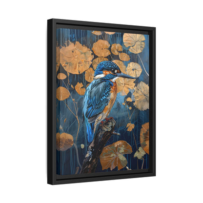 Framed Canvas - Golden Leaves Kingfisher