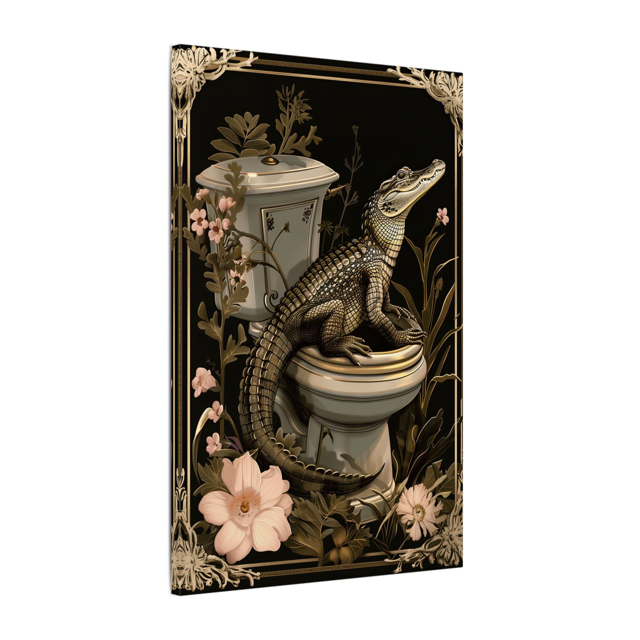 .75" Matte Canvas - Toilet Gator Floral Surprise