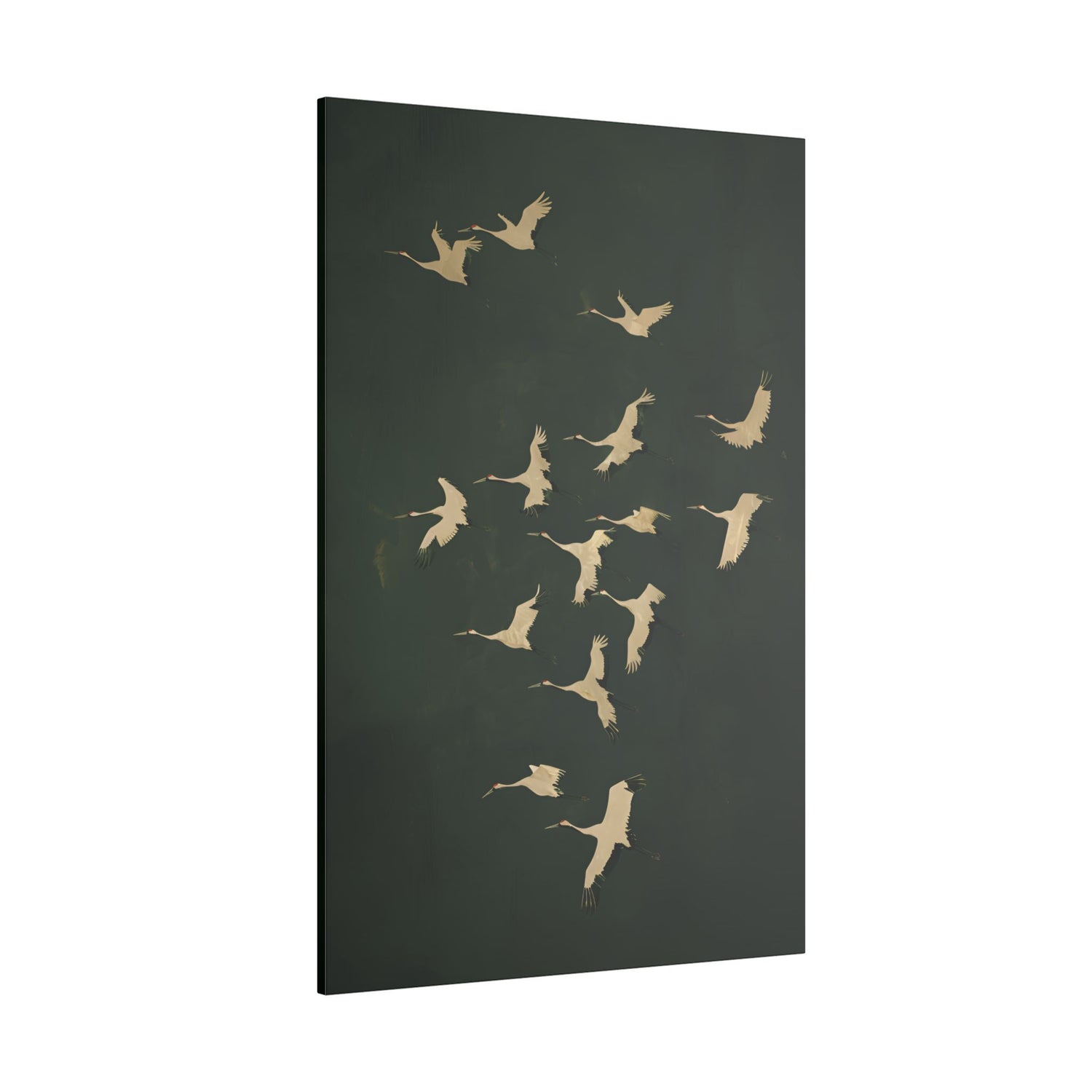 .75&quot; Matte Canvas - Emerald Sky Japanese Cranes