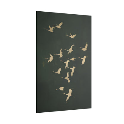 .75&quot; Matte Canvas - Emerald Sky Japanese Cranes