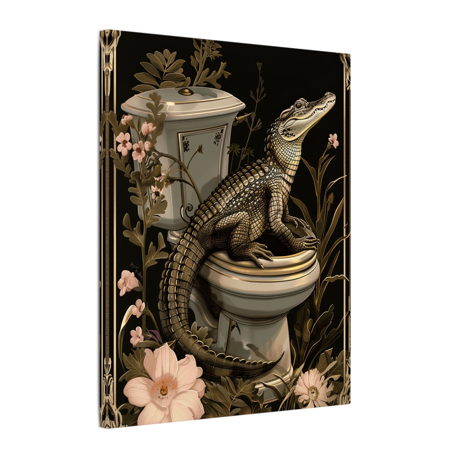 .75" Matte Canvas - Toilet Gator Floral Surprise