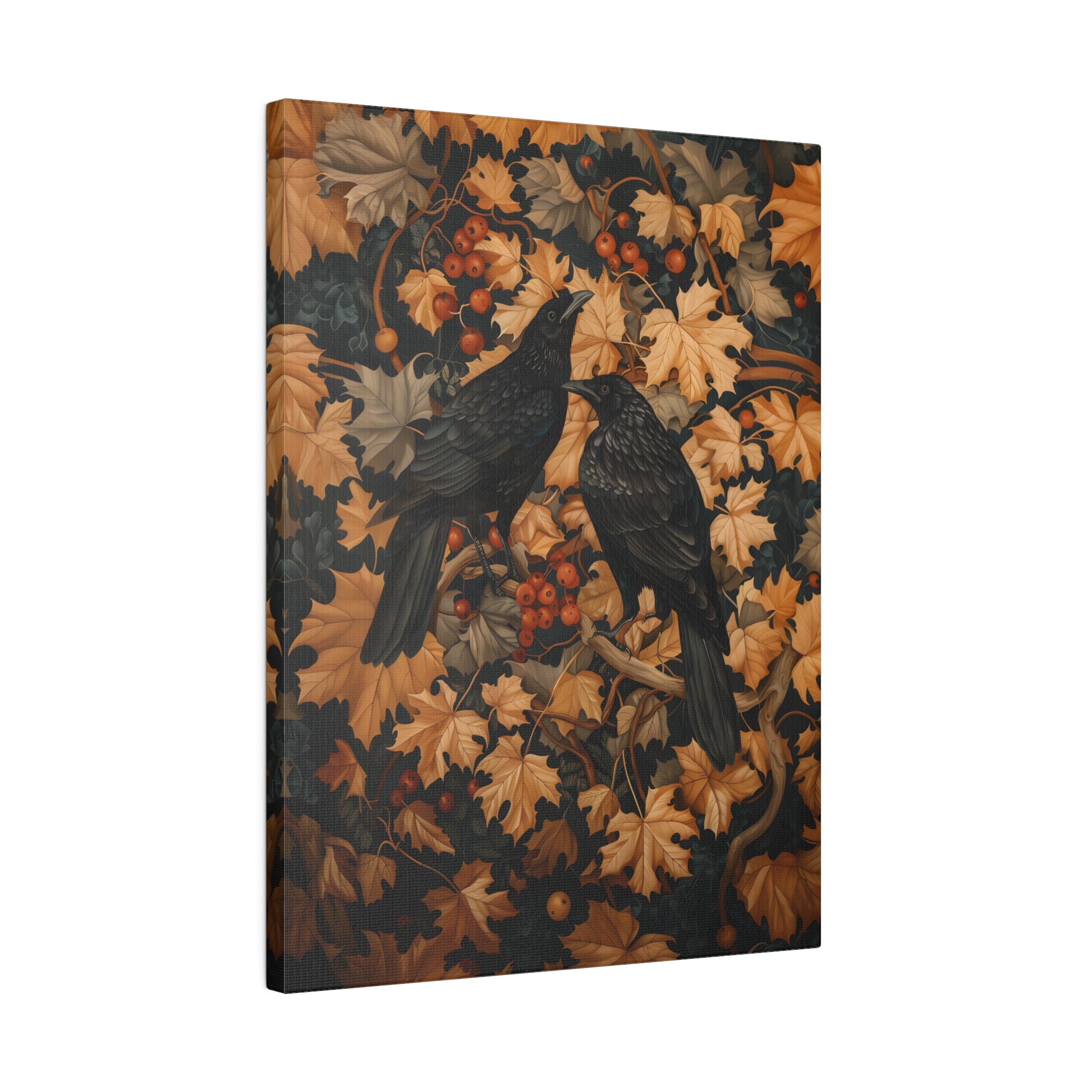 .75&quot; Matte Canvas - Autumn Rooks in Golden Leaves