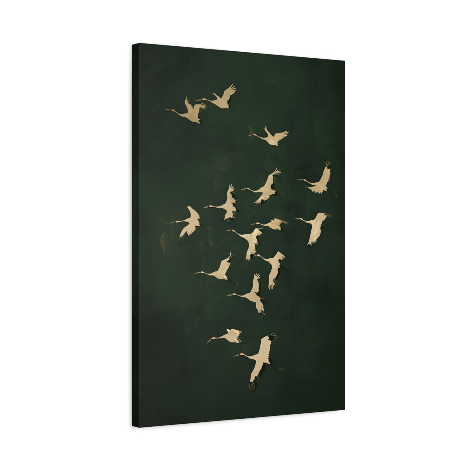1.25" Matte Canvas - Emerald Sky Japanese Cranes