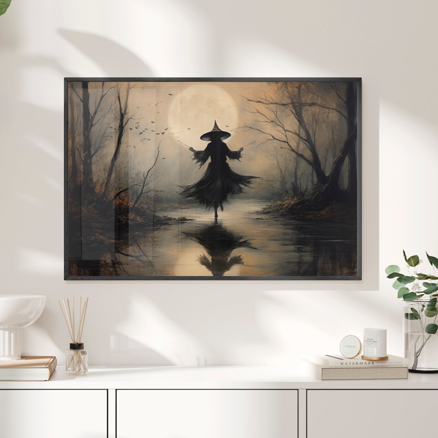 Framed Paper Print - Moonlit Witch&