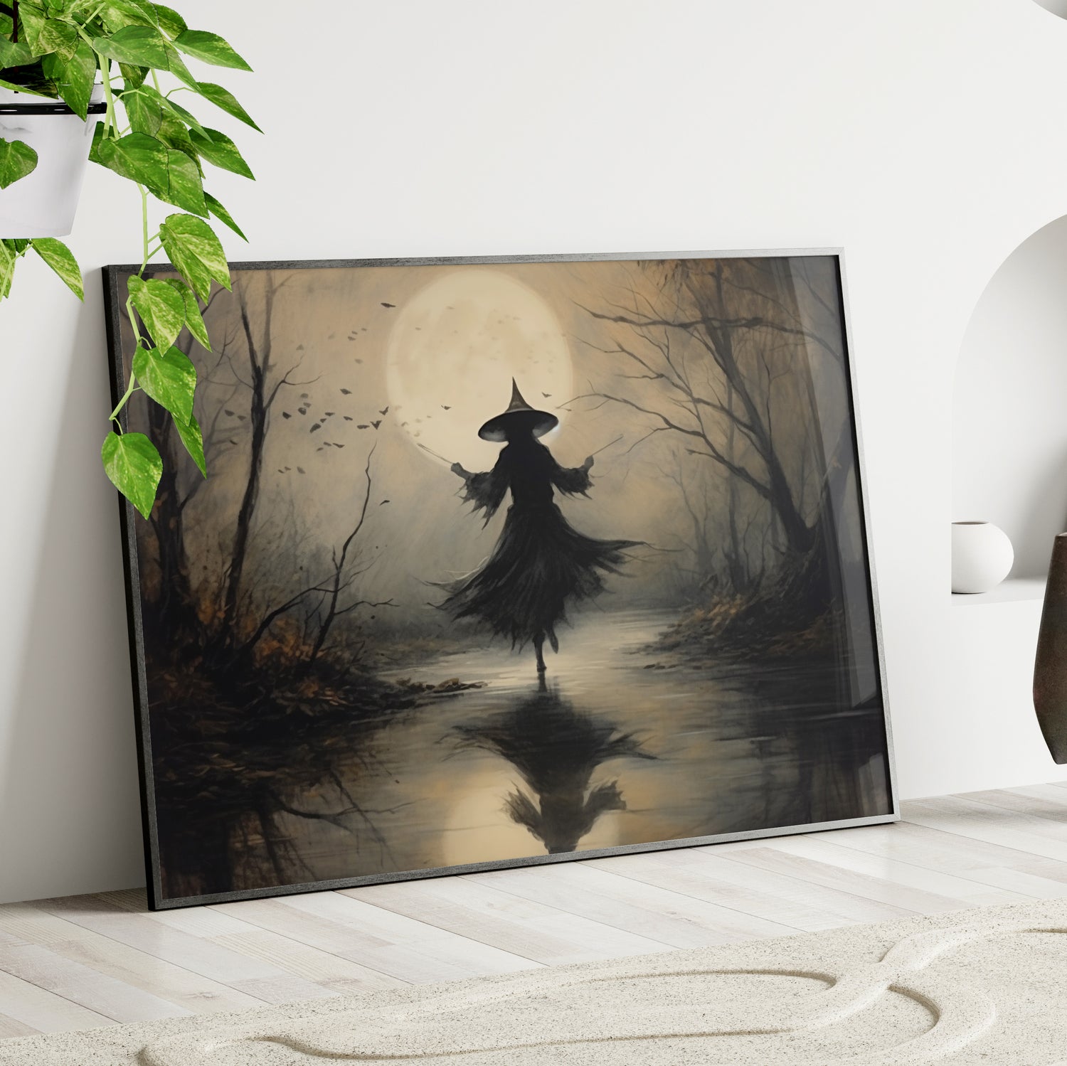 Framed Paper Print - Moonlit Witch&