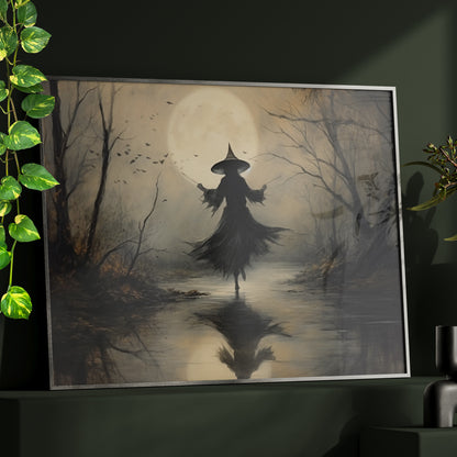 Framed Paper Print - Moonlit Witch&