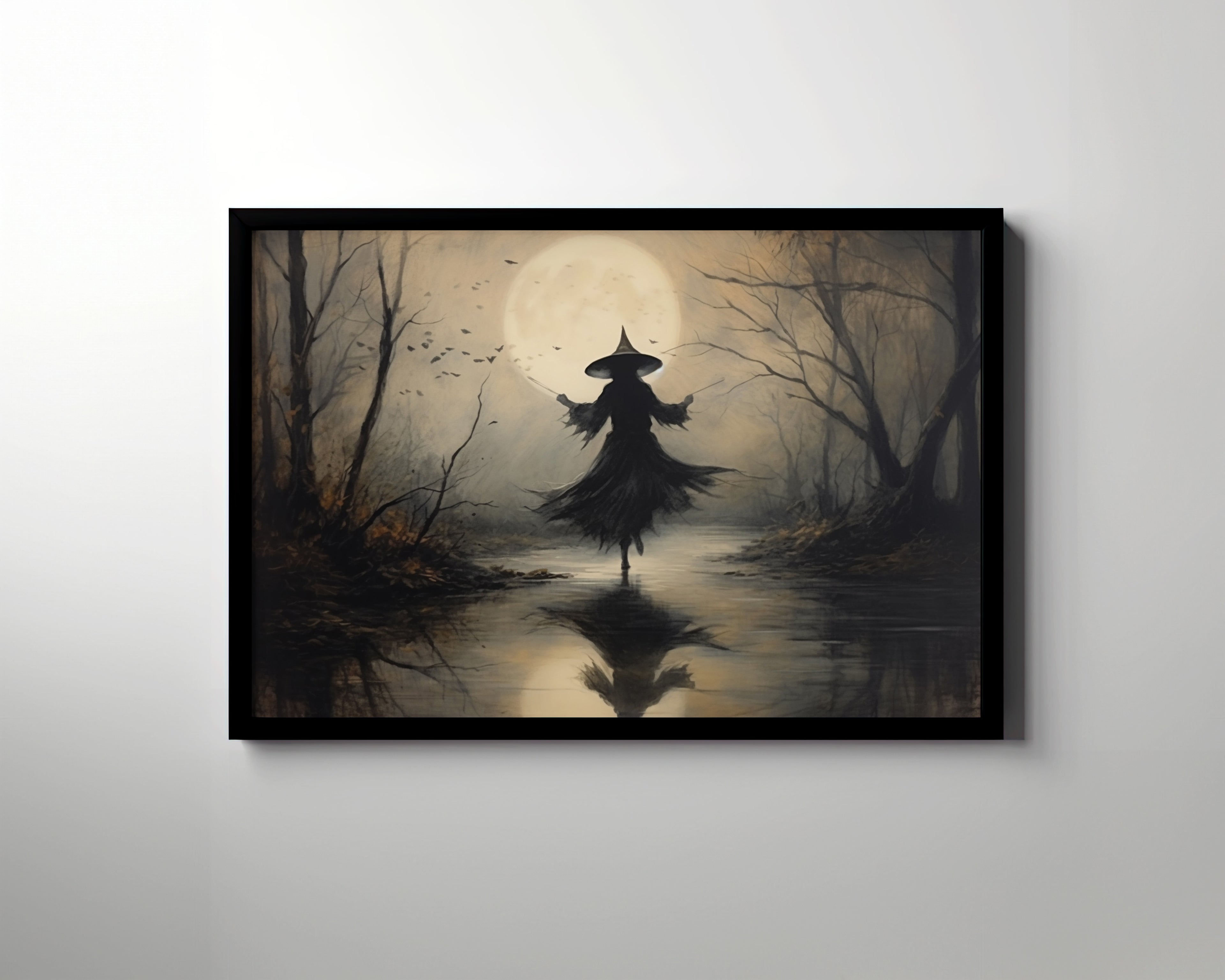 Framed Paper Print - Moonlit Witch&