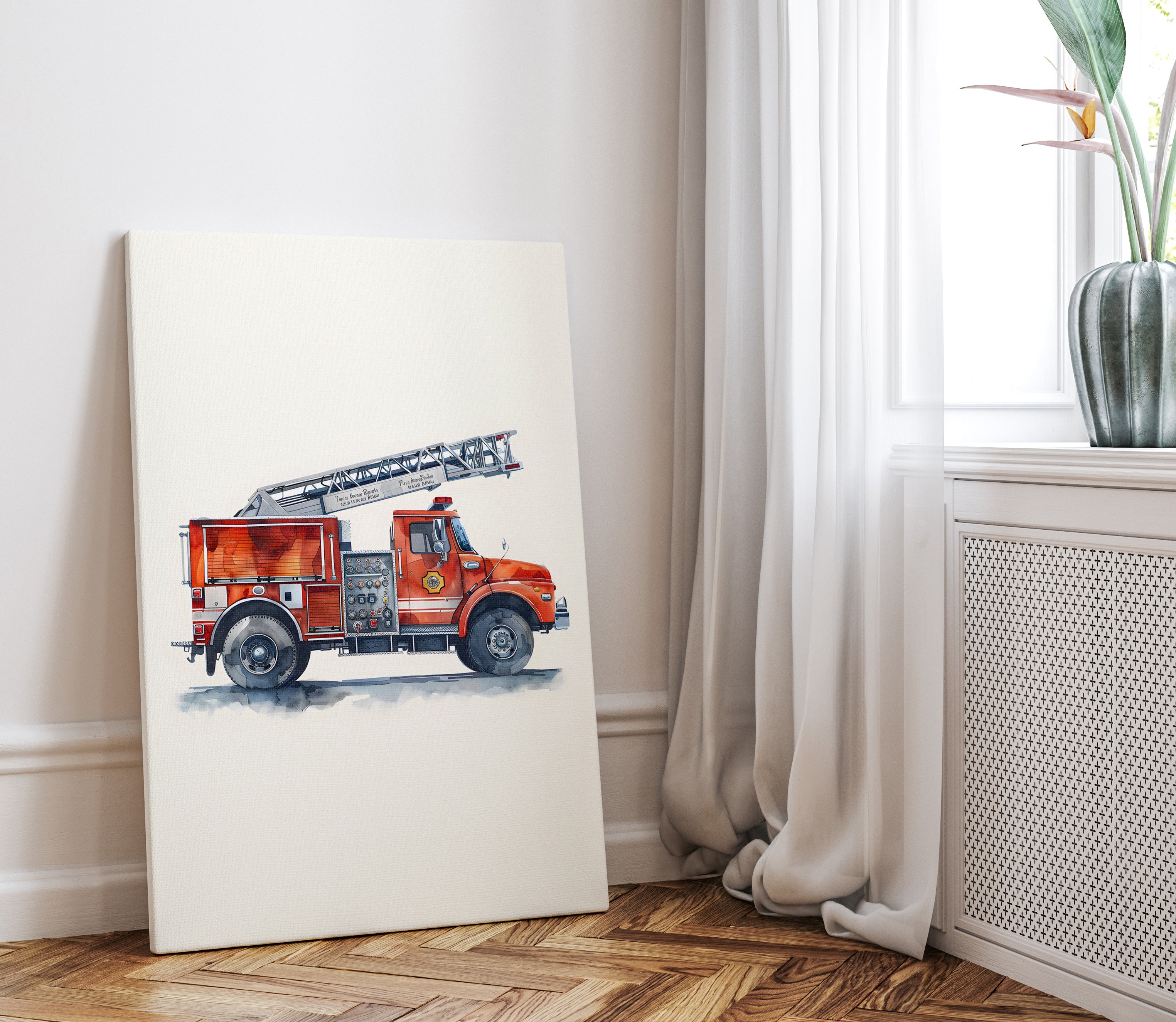 .75" Matte Canvas - Ladder Firetruck Nursery