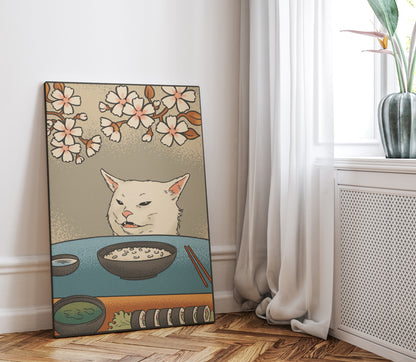 .75&quot; Matte Canvas - Unimpressed Cat Meme Ukiyo-e