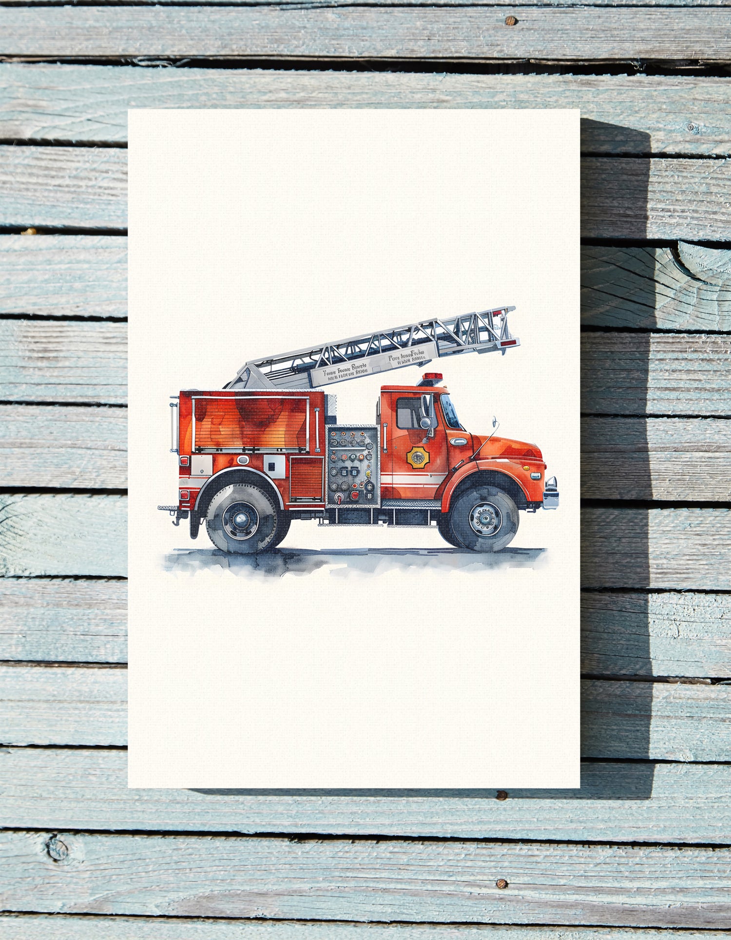 .75" Matte Canvas - Ladder Firetruck Nursery