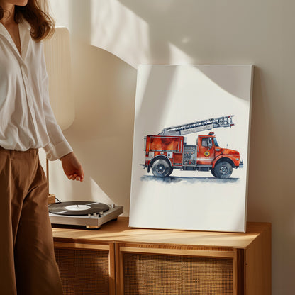 .75" Matte Canvas - Ladder Firetruck Nursery