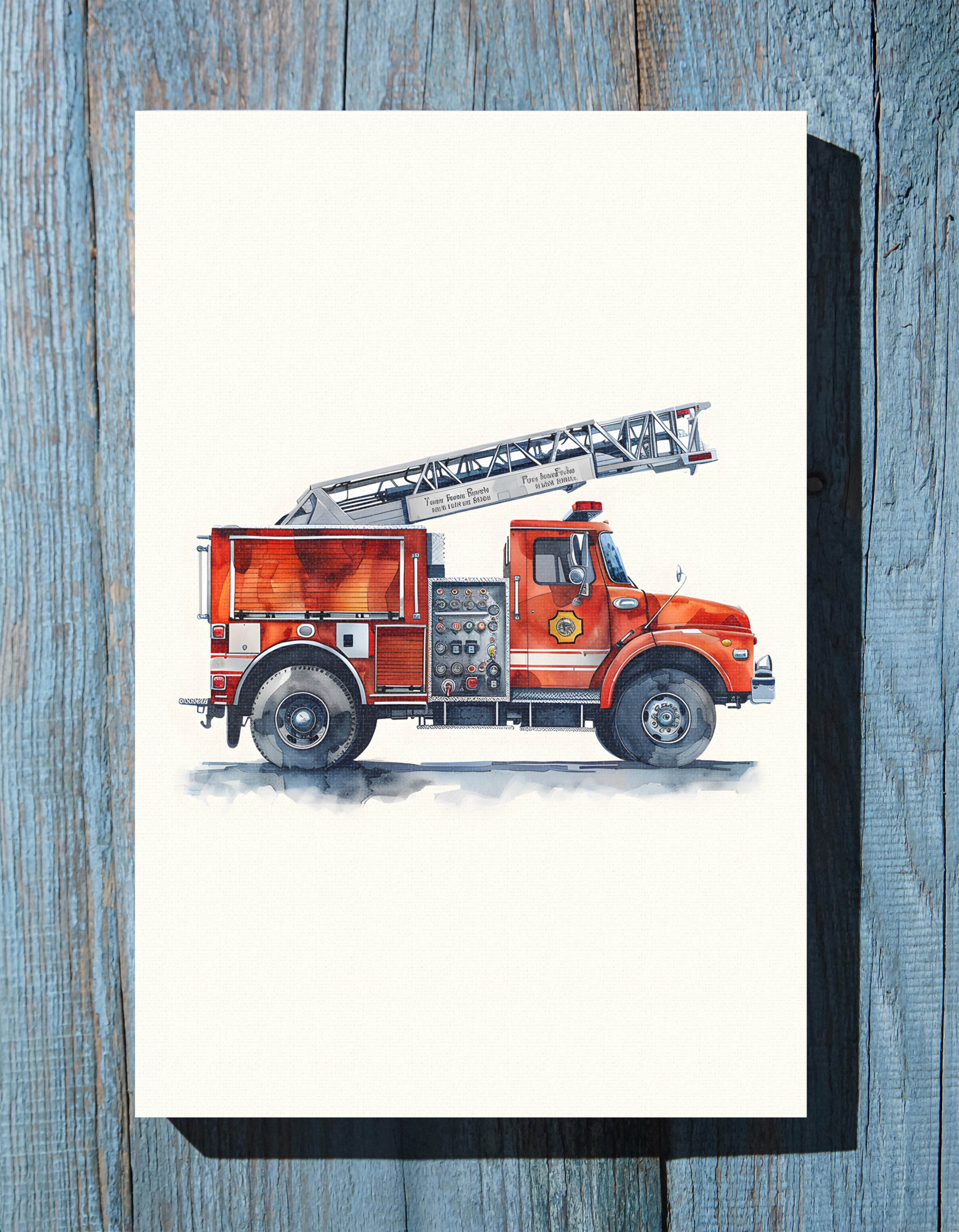 .75" Matte Canvas - Ladder Firetruck Nursery