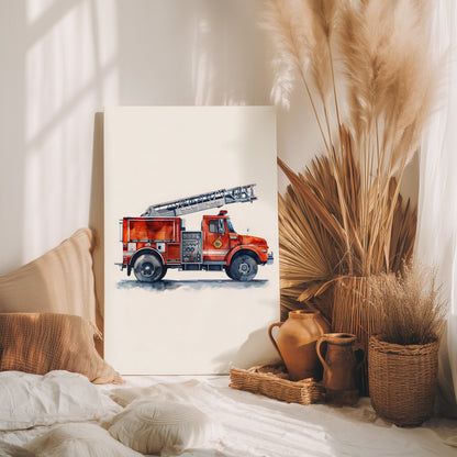 .75" Matte Canvas - Ladder Firetruck Nursery