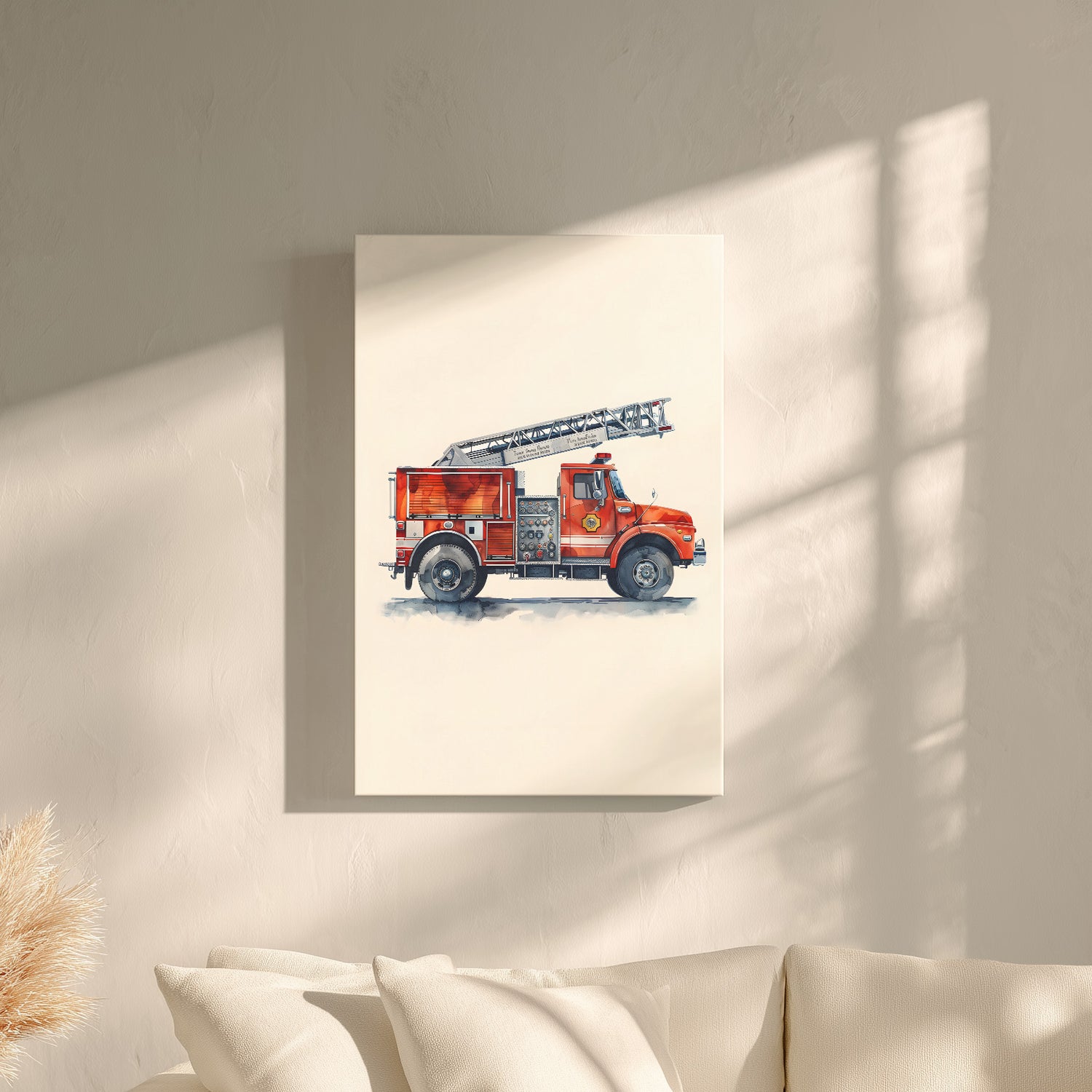 .75" Matte Canvas - Ladder Firetruck Nursery