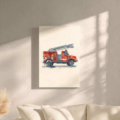 .75" Matte Canvas - Ladder Firetruck Nursery
