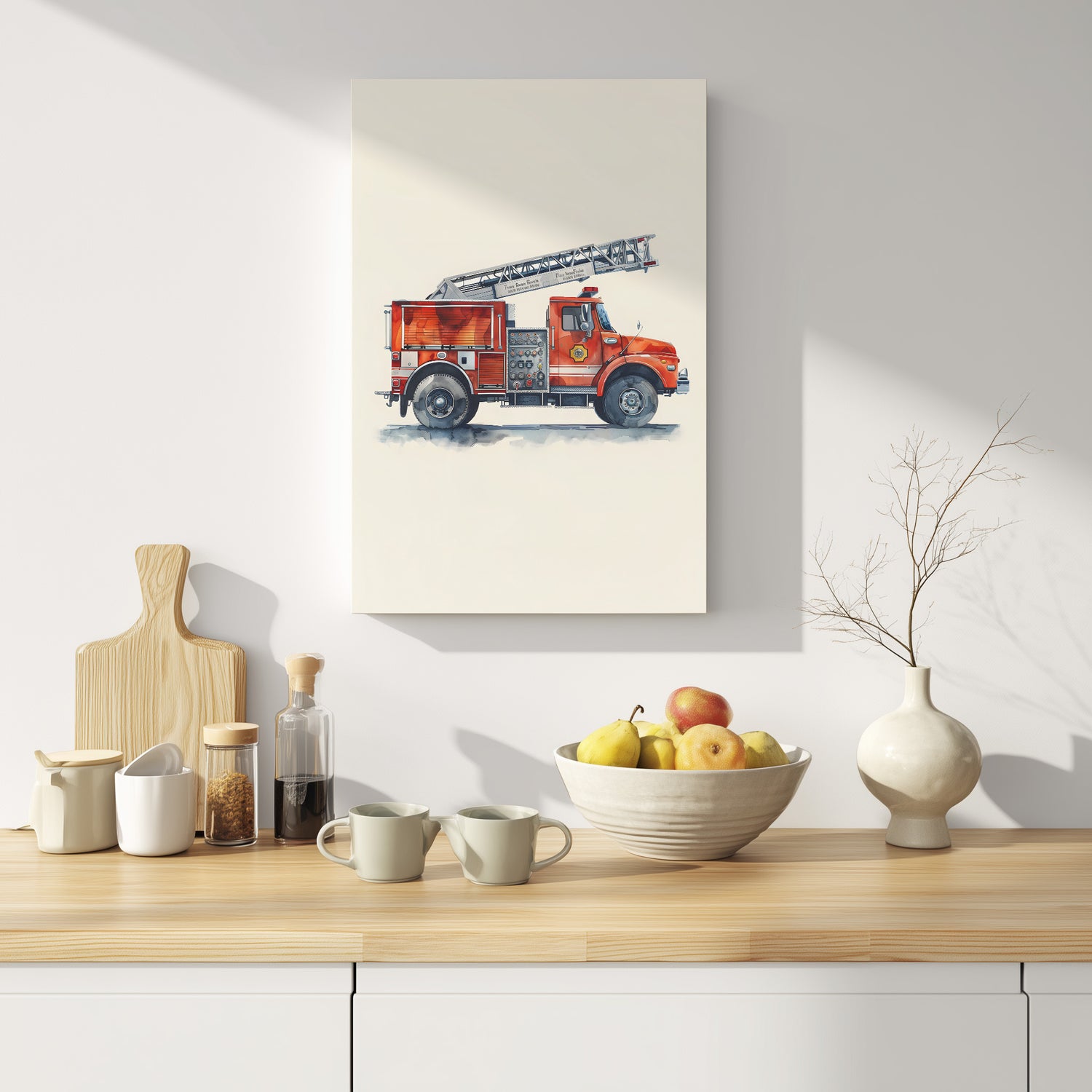.75" Matte Canvas - Ladder Firetruck Nursery