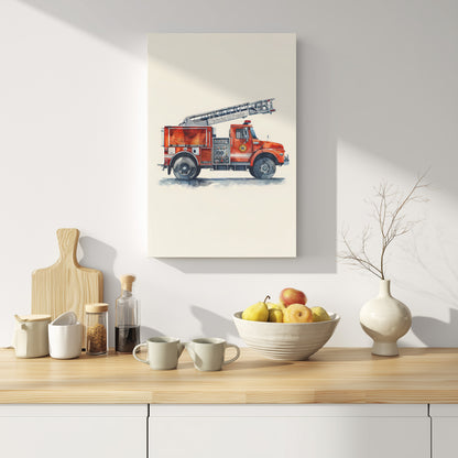 .75" Matte Canvas - Ladder Firetruck Nursery
