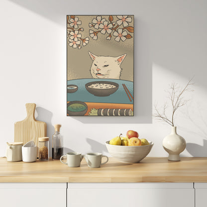 .75&quot; Matte Canvas - Unimpressed Cat Meme Ukiyo-e
