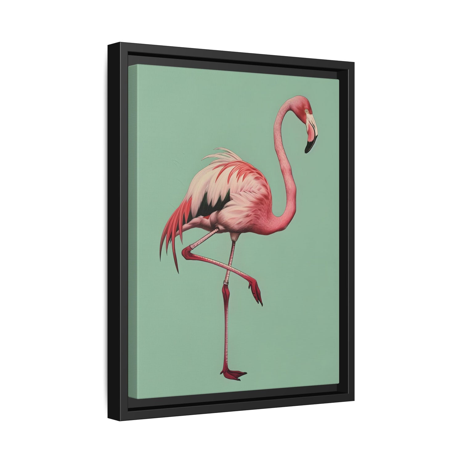 Framed Canvas - Pink Flamingo Tropical