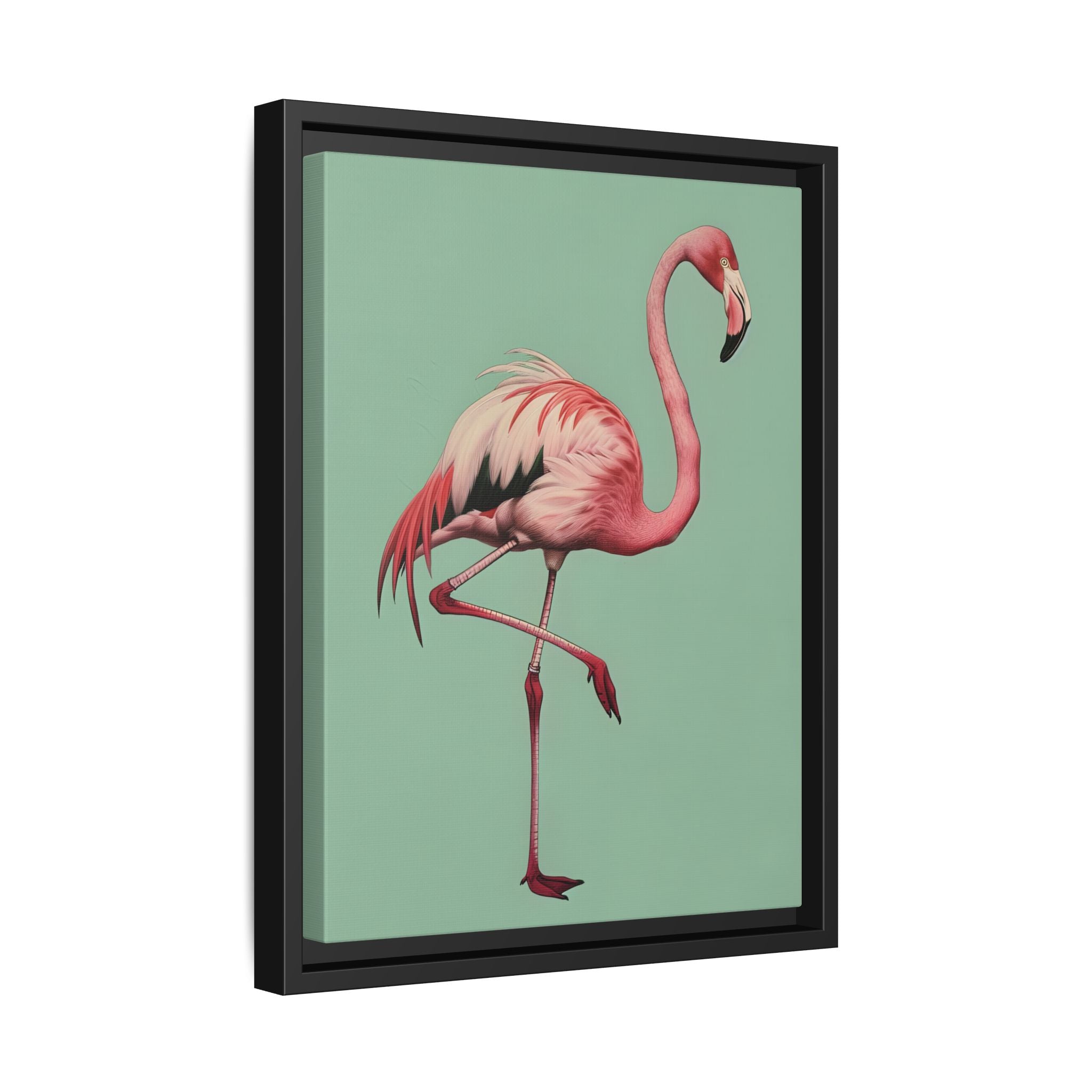 Framed Canvas - Pink Flamingo Tropical
