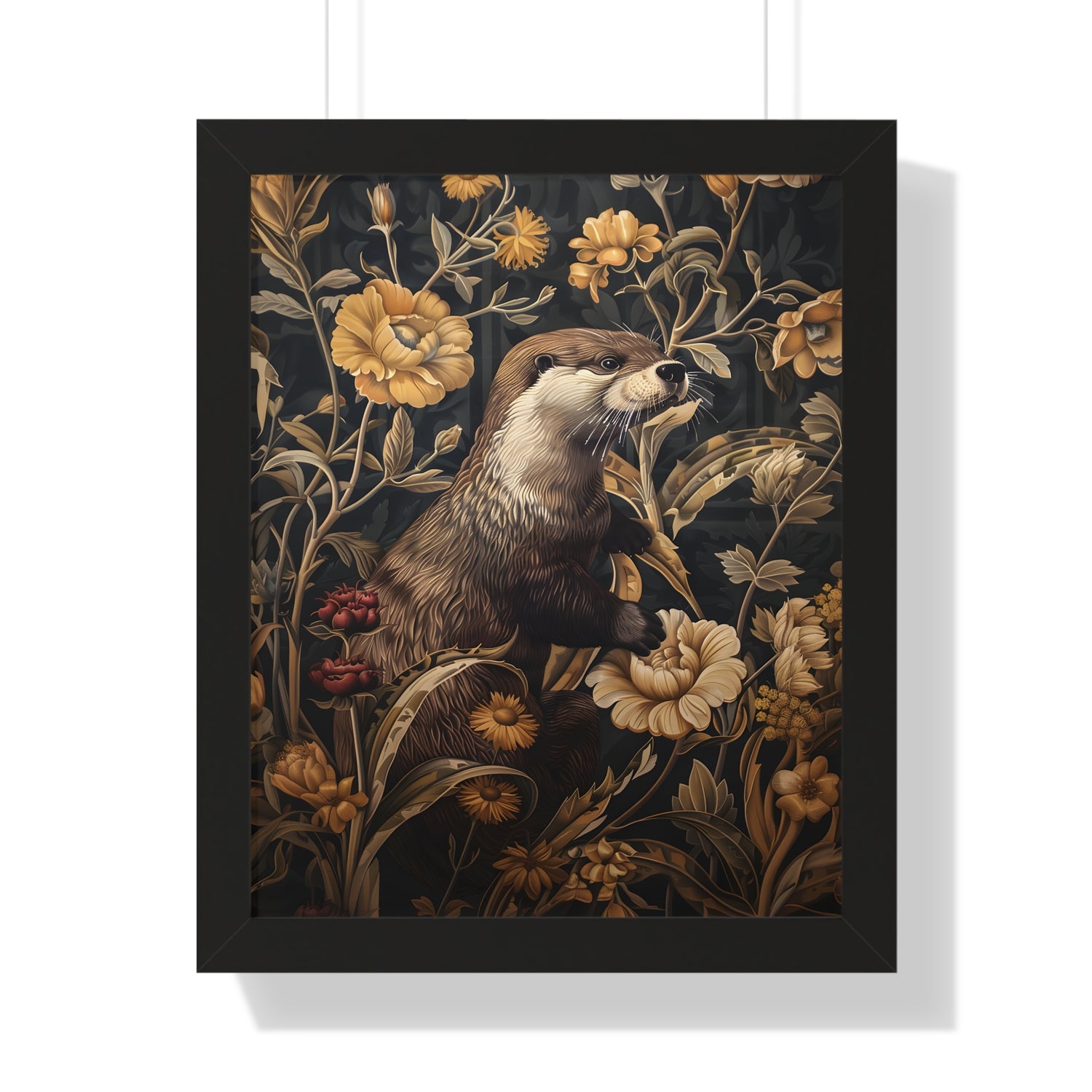 Framed Paper Print - Otter in Floral Paradise