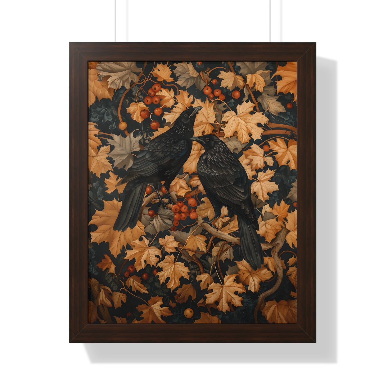 Framed Paper Print - Autumn Rooks in Golden Leaves