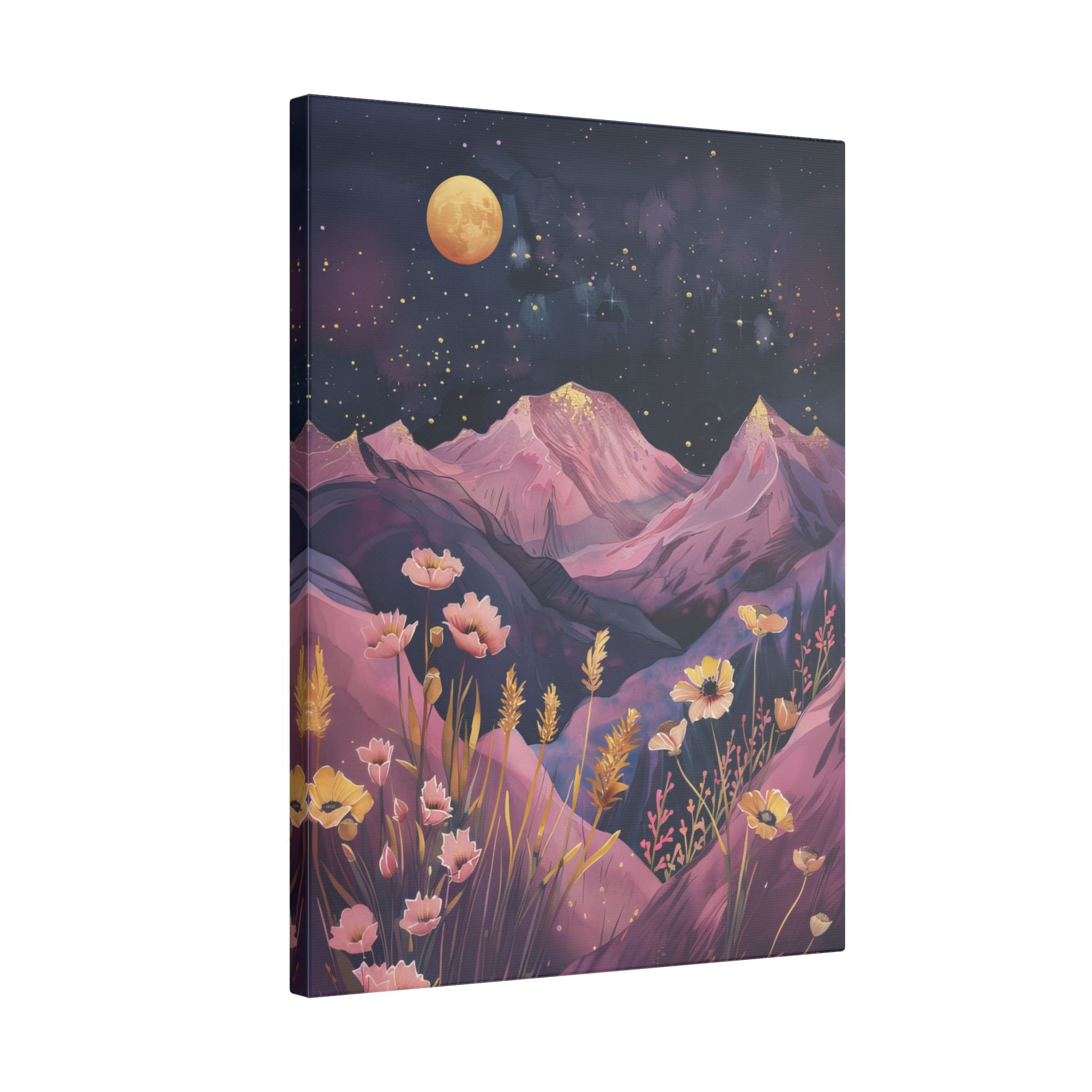 .75" Matte Canvas - Golden Moon Over Lavender Peaks