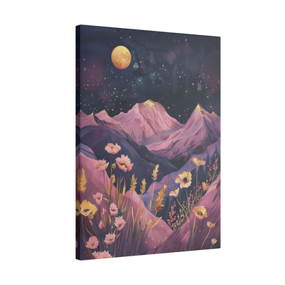 .75" Matte Canvas - Golden Moon Over Lavender Peaks