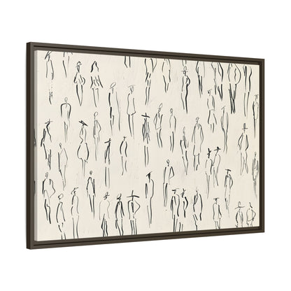 Framed Canvas - Crowd in Motion Linework