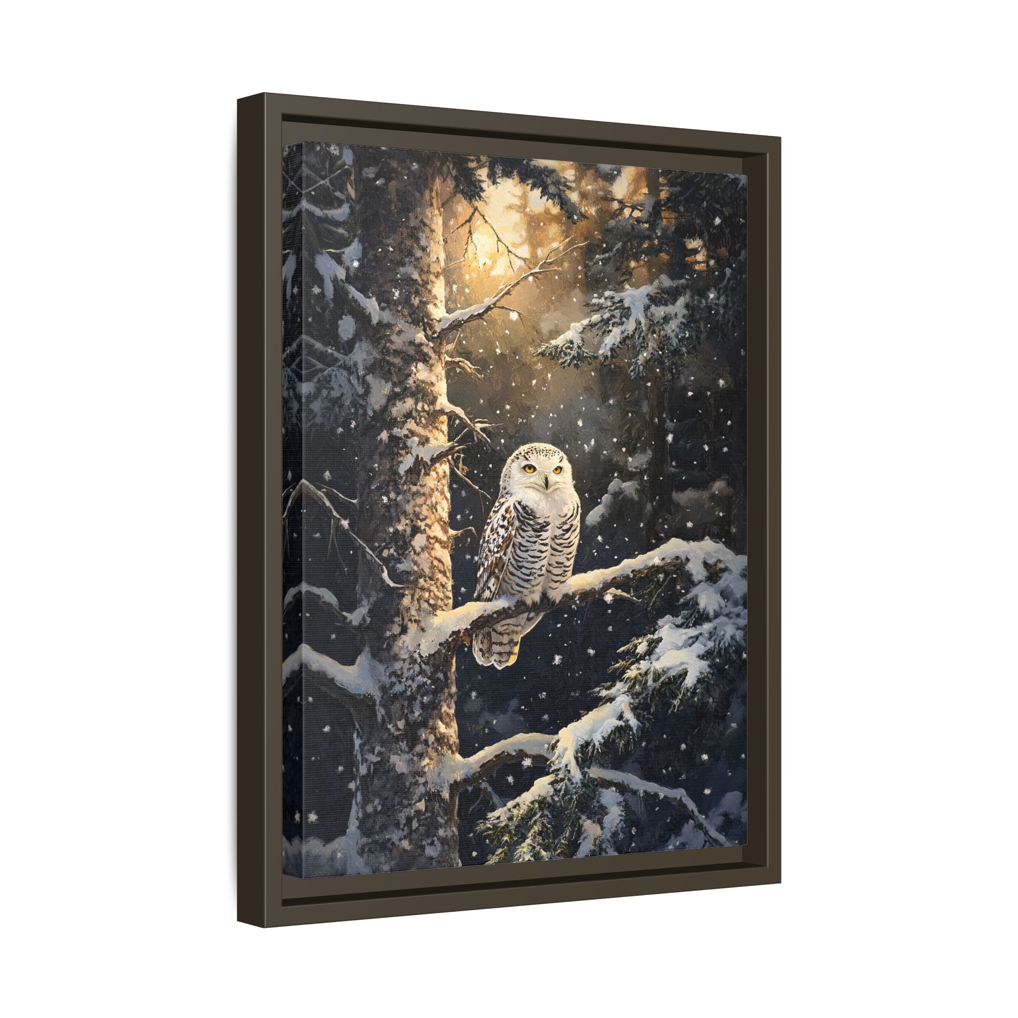 Framed Canvas - Silent Gaze Snow Owl