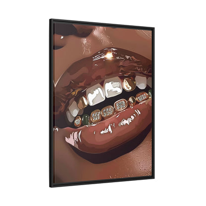 Framed Canvas - Golden Grill Smile