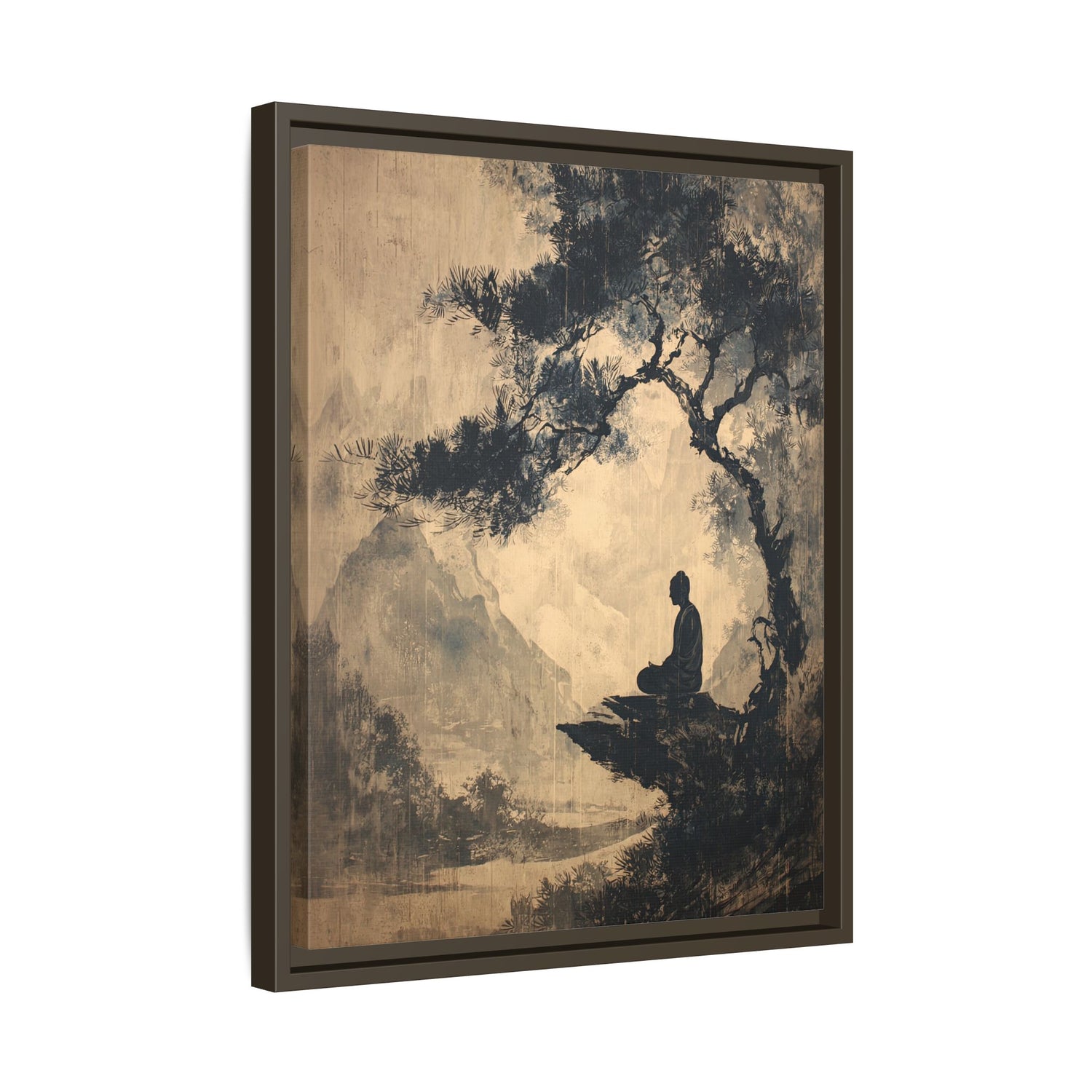 Framed Canvas - Mountain Tree Zen Silence