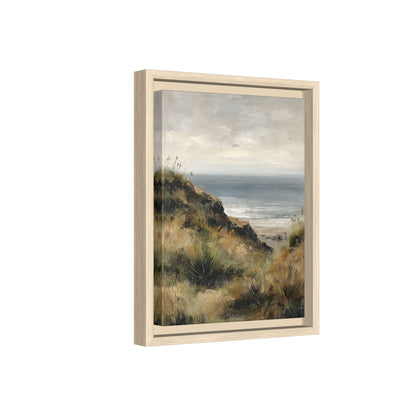 Framed Canvas - Misty Coastal Seascape