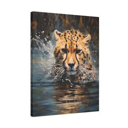 .75&quot; Matte Canvas - Aqua Sprinting Cheetah