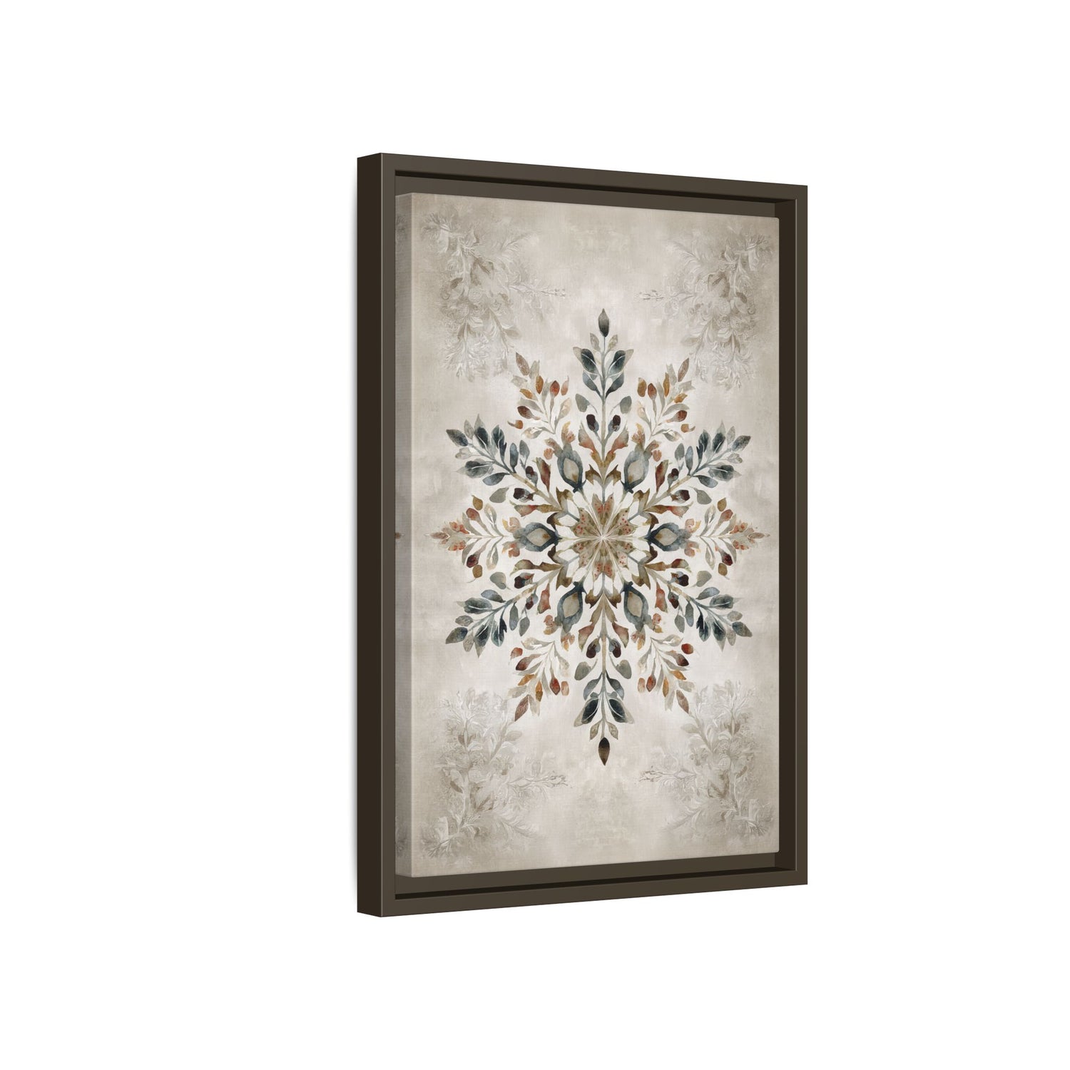 Framed Canvas - Nordic Botanical Snowflake