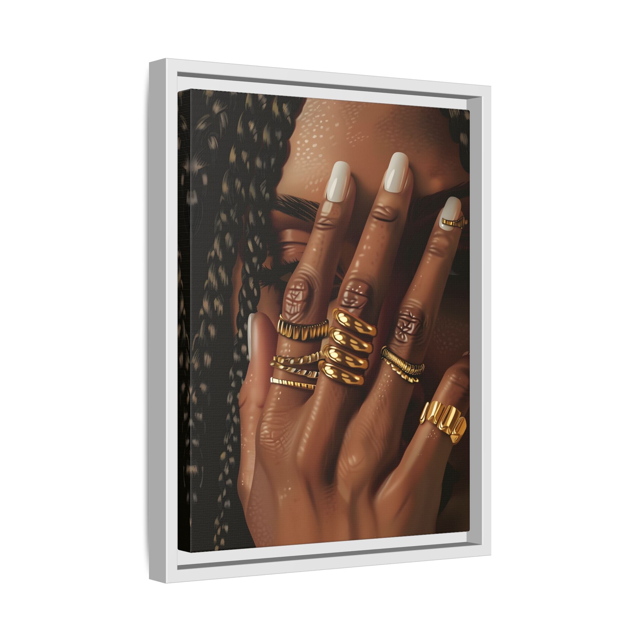 Framed Canvas - Braided Golden Ring Beauty