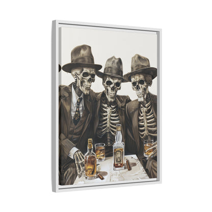 Framed Canvas - Skeleton Whiskey Gentlemen