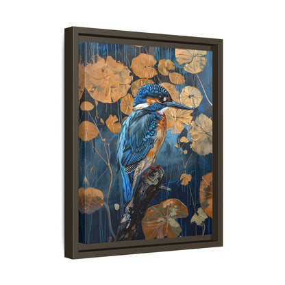 Framed Canvas - Golden Leaves Kingfisher