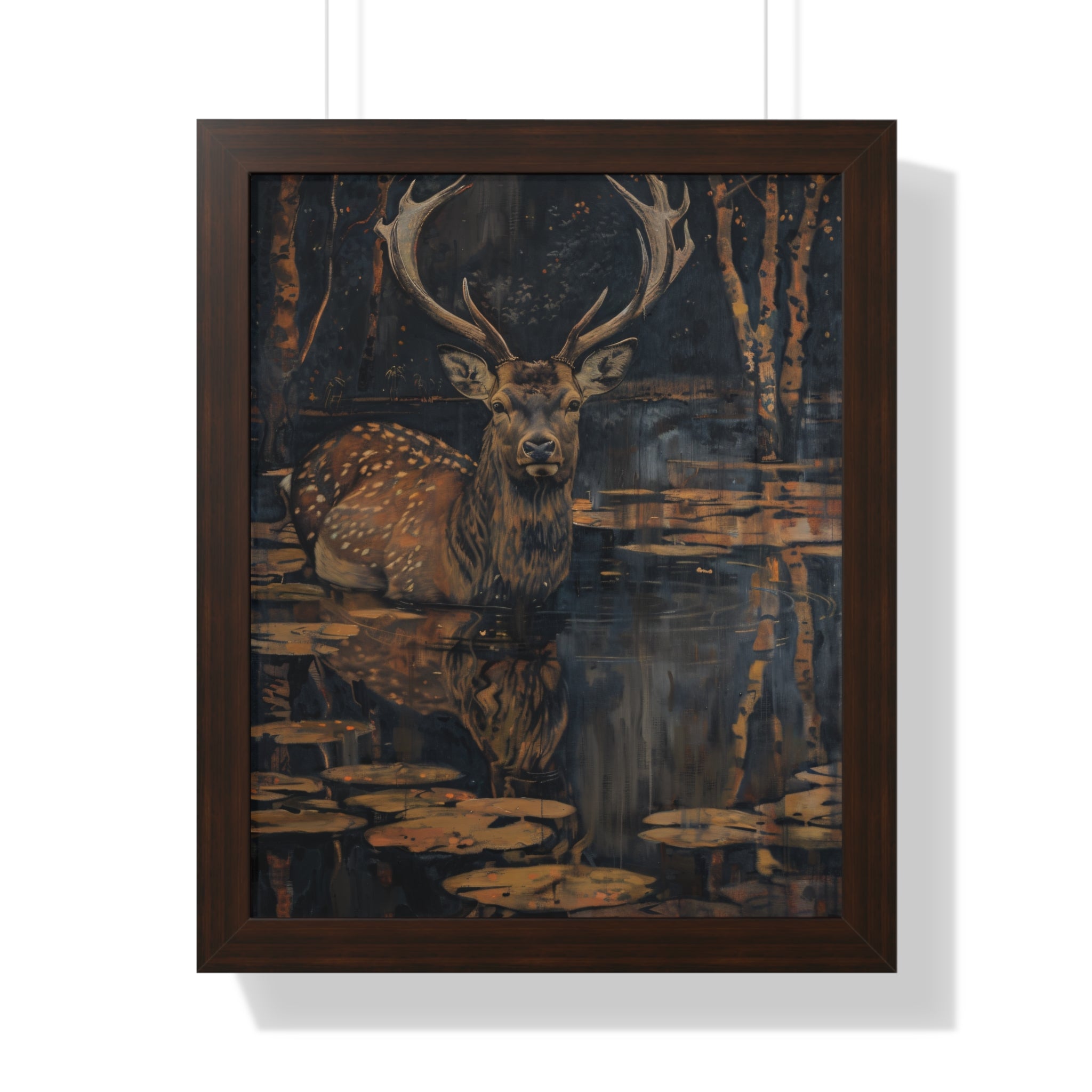 Framed Paper Print - Twilight Stag Reflection