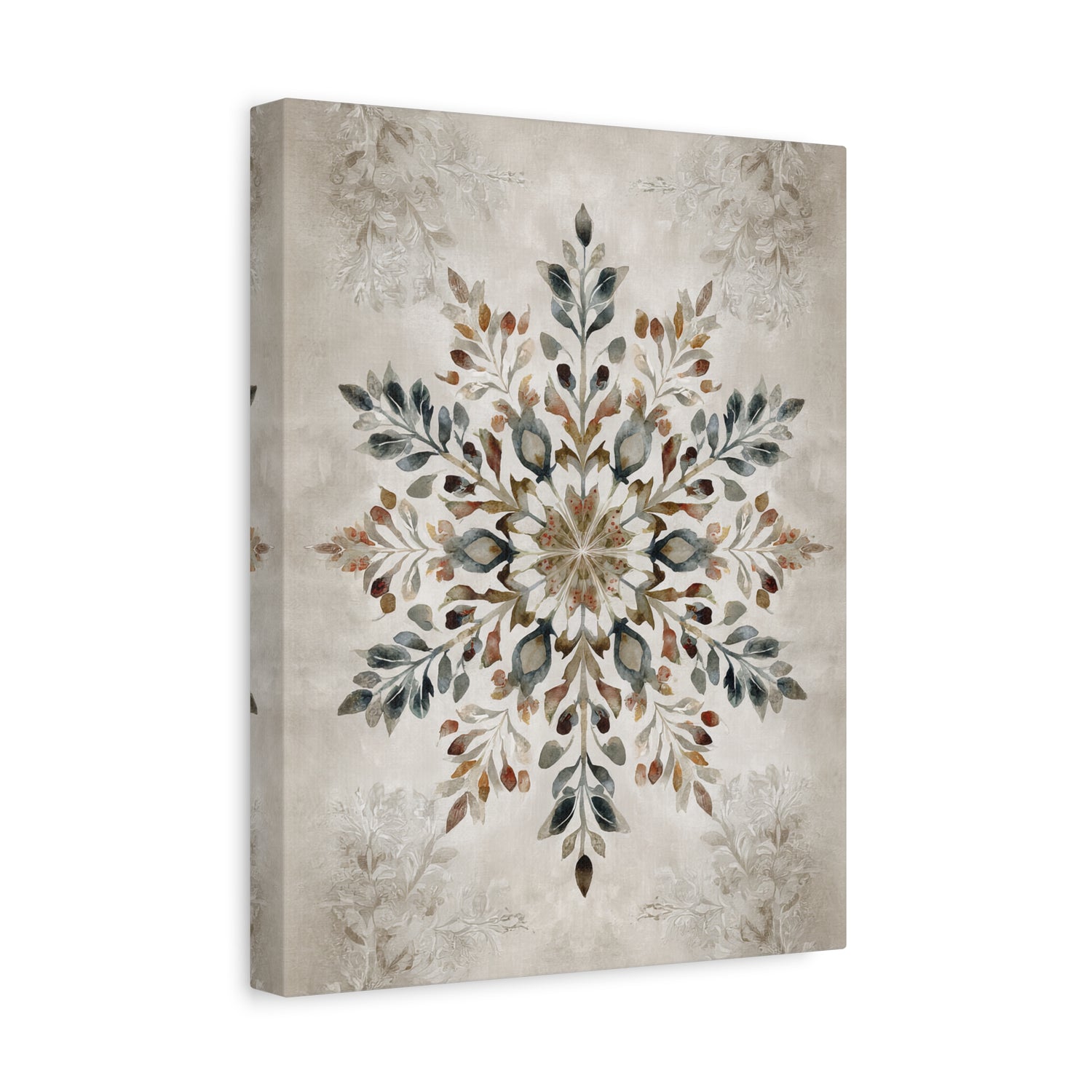 1.25" Matte Canvas - Nordic Botanical Snowflake