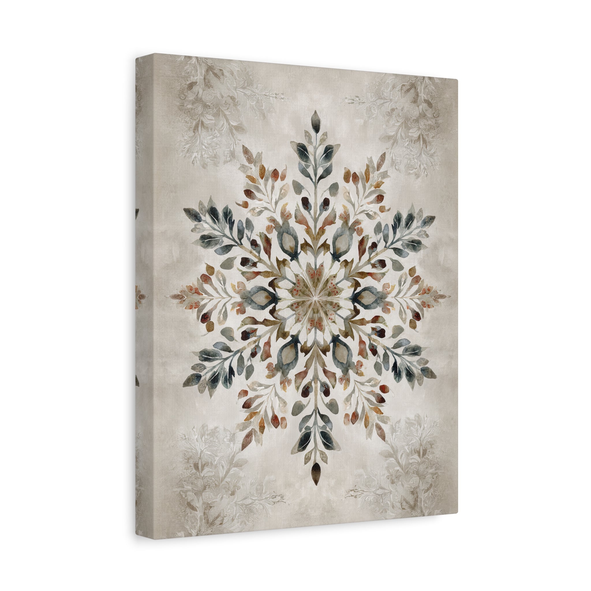 1.25" Matte Canvas - Nordic Botanical Snowflake