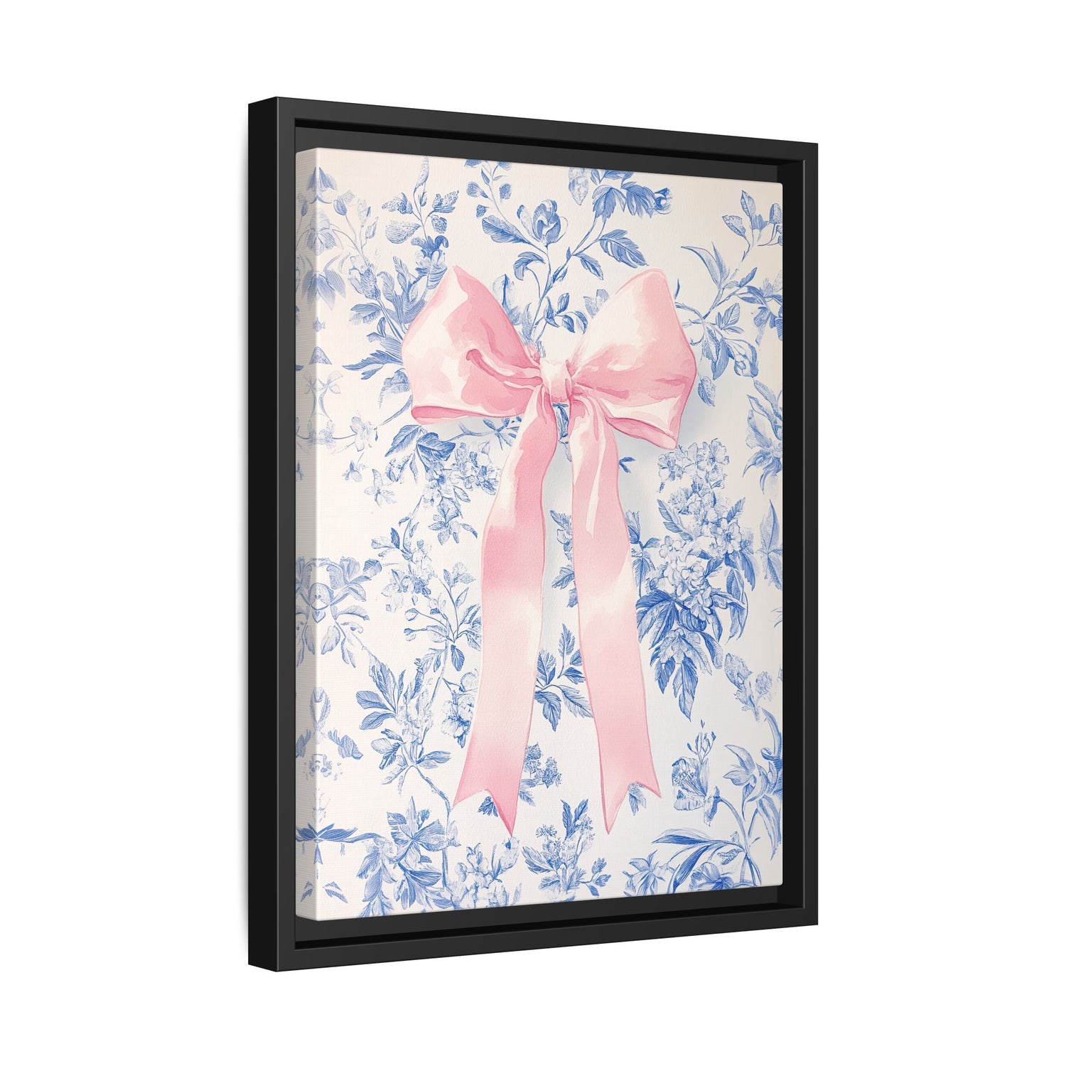 Framed Canvas - Pink Bow Floralscape