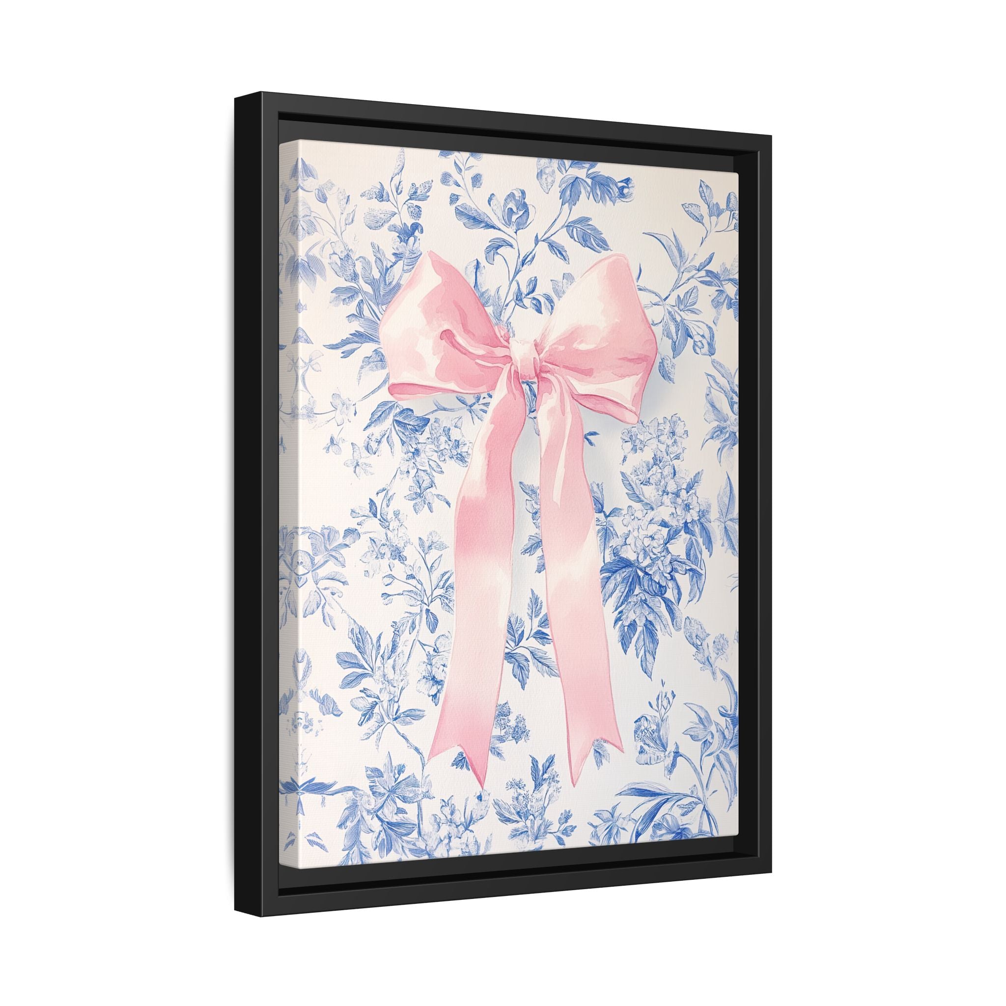 Framed Canvas - Pink Bow Floralscape