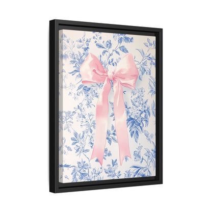 Framed Canvas - Pink Bow Floralscape