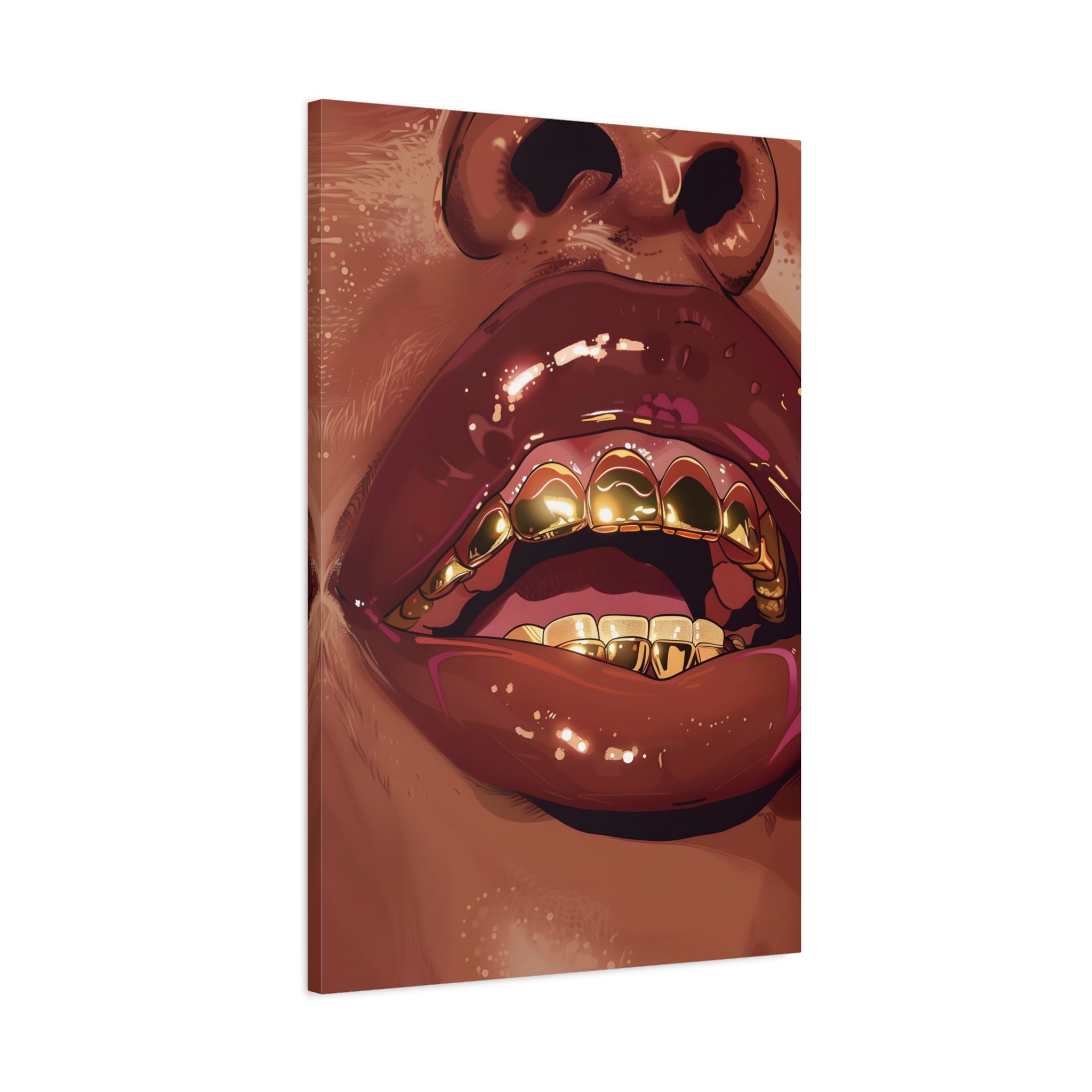 1.25" Matte Canvas - Gold Grills Glam Closeup
