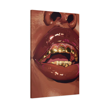 1.25" Matte Canvas - Gold Grills Glam Closeup